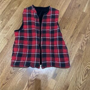 Red and Black Plaid Vest reversible